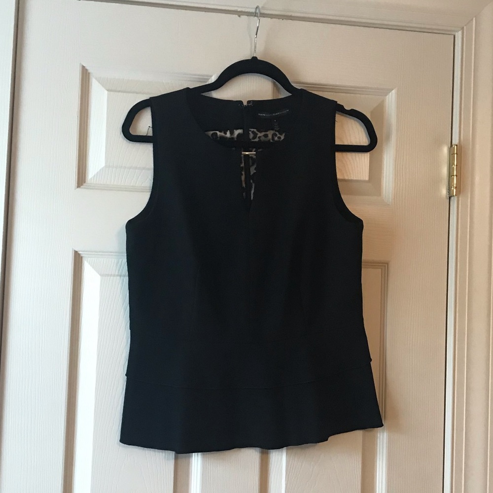 EUC White House Black Market Black Peplum Top